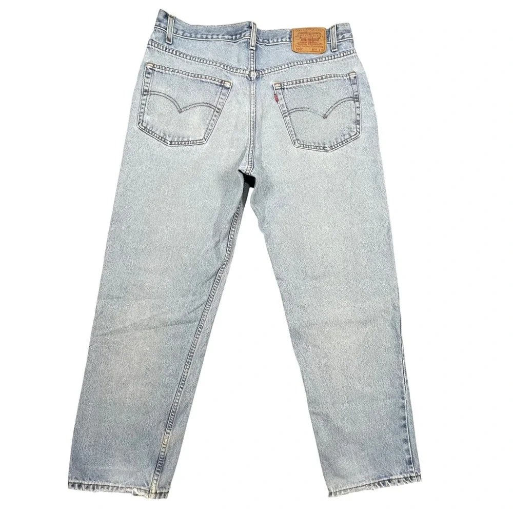 Vtg 90s Levi Blue 550 Relaxed Fit Tapered Leg Distressed Denim Jeans Mens 38x30